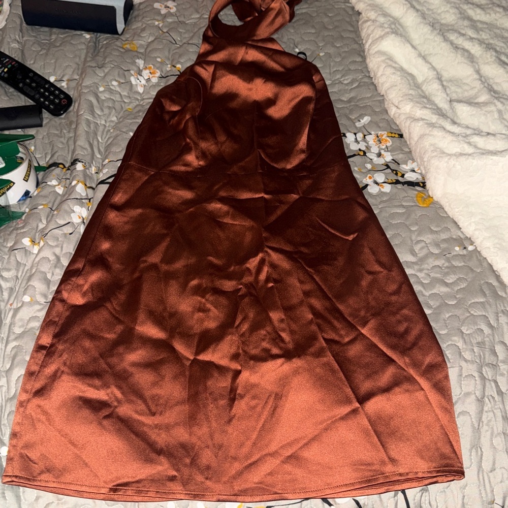 Lulu's Burnt Orange Satin Dress - Picture 11 of 11